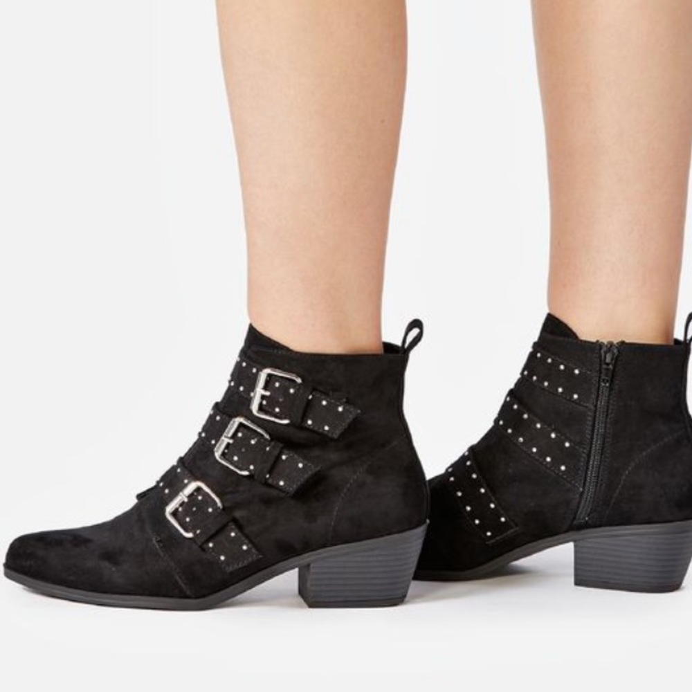 JustFab buckle booties